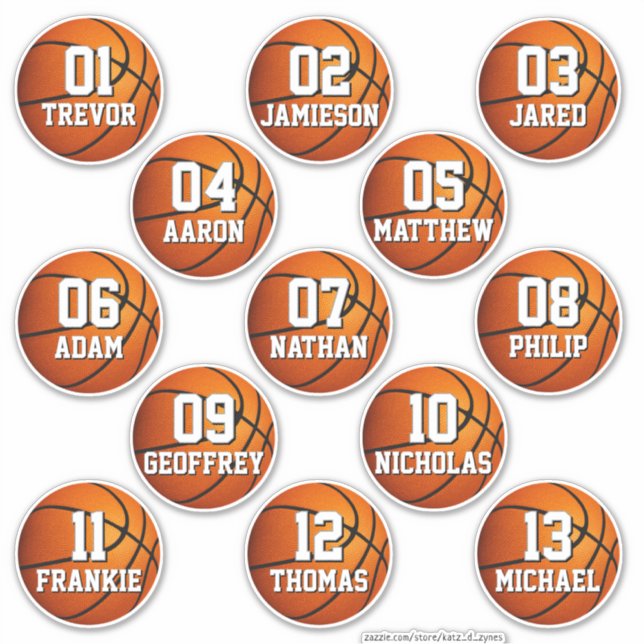 personalized basketball stickers for 13 boys girls aufkleber (Vorderseite)