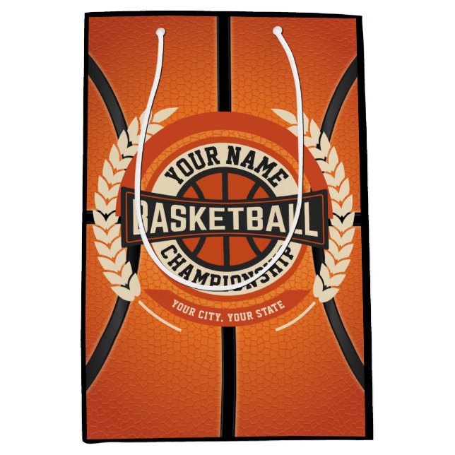 Personalized Basketball Team Player Custom Athlete Mittlere Geschenktüte (Vorderseite)