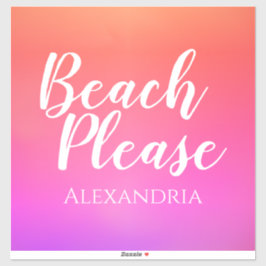 Personalized Beach Pink Orange Ombre Luggage Aufkleber
