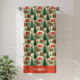 Personalized Bear Camping Kids Badehandtuch