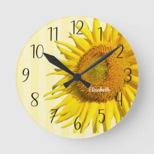 Personalized Beautiful Sunflower Wall Clock Runde Wanduhr