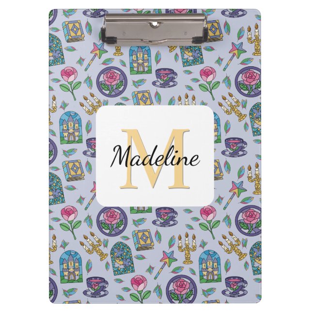 Personalized Beauty and the Beast Book Girl Klemmbrett (Vorderseite)