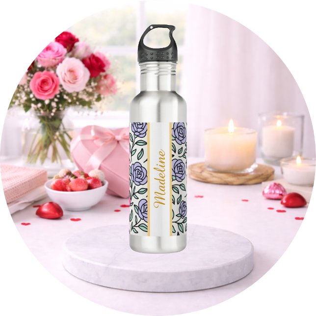 Personalized Beauty Beast Garden Rose Purple Edelstahlflasche (Von Creator hochgeladen)