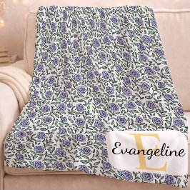 Personalized Beauty Beast Garden Rose Purple Fleecedecke