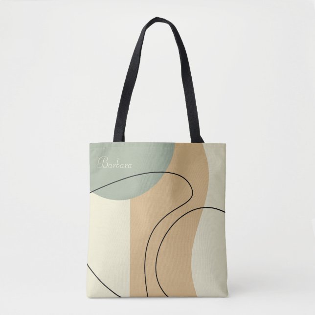 Personalized Beige Abstract Totebag (Vorderseite)