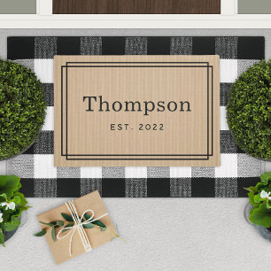 Personalized Beige Family Last Name Monogram Fußmatte