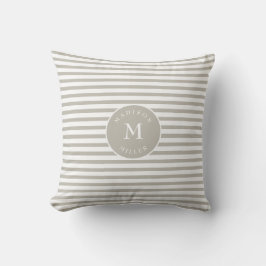 Personalized Beige Striped Neutral Kissen