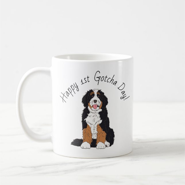 Personalized Bernedoodle 1st Gotcha Day Photo Kaffeetasse (Links)
