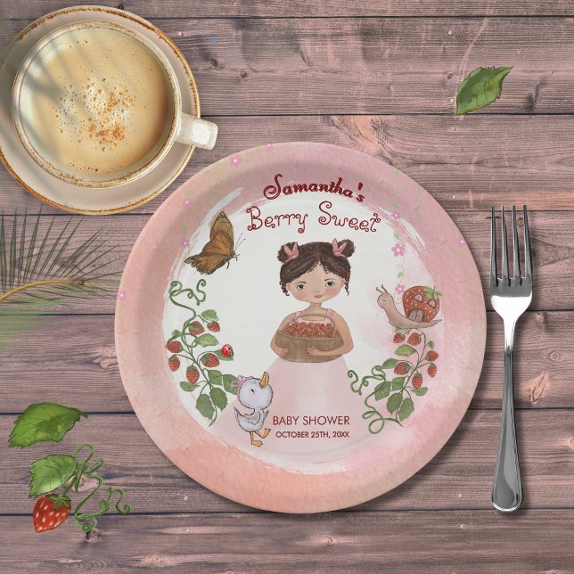 Personalized Berry Sweet Baby Shower Paper Plates Pappteller (Personalized Berry Sweet Baby Shower Paper Plates)