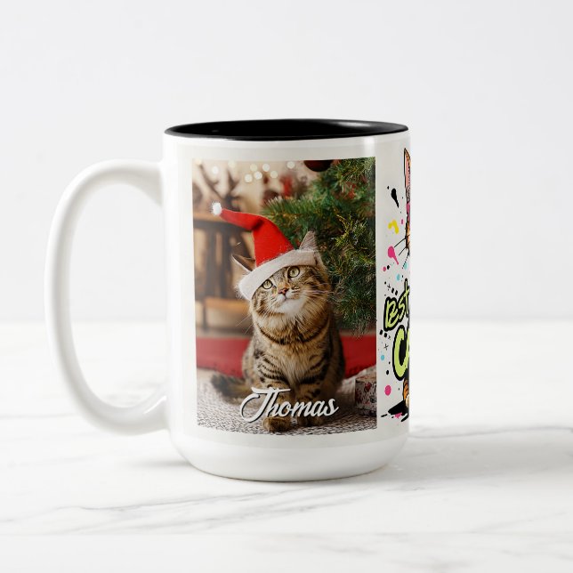 Personalized Best Cat Dad Ever - fathers day mugs Zweifarbige Tasse (Links)