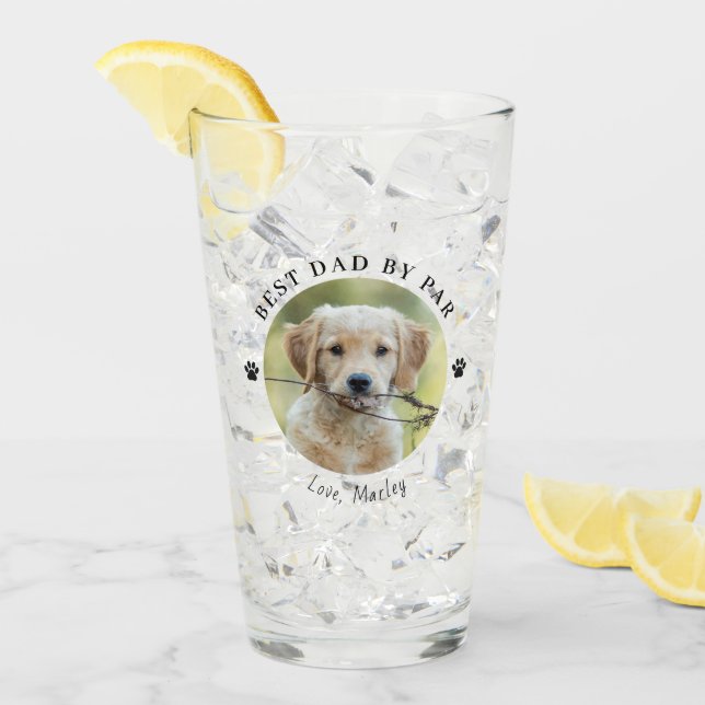 Personalized Best Dad By Par Custom Dog Photo Pint Glas (Vorderseite Ice)