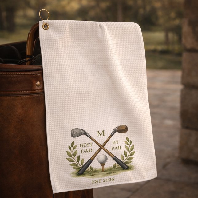 Personalized Best Dad By Par Monogram Golfhandtuch (Von Creator hochgeladen)