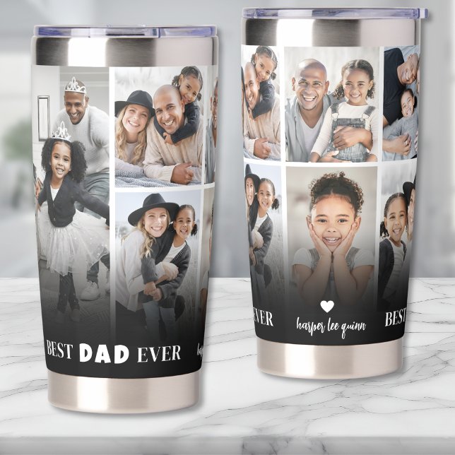 Personalized Best Dad Ever 8 Photo Collage Father Thermobecher (Personalized Best Dad Ever 8 Photo Collage Father Insulated Tumbler )