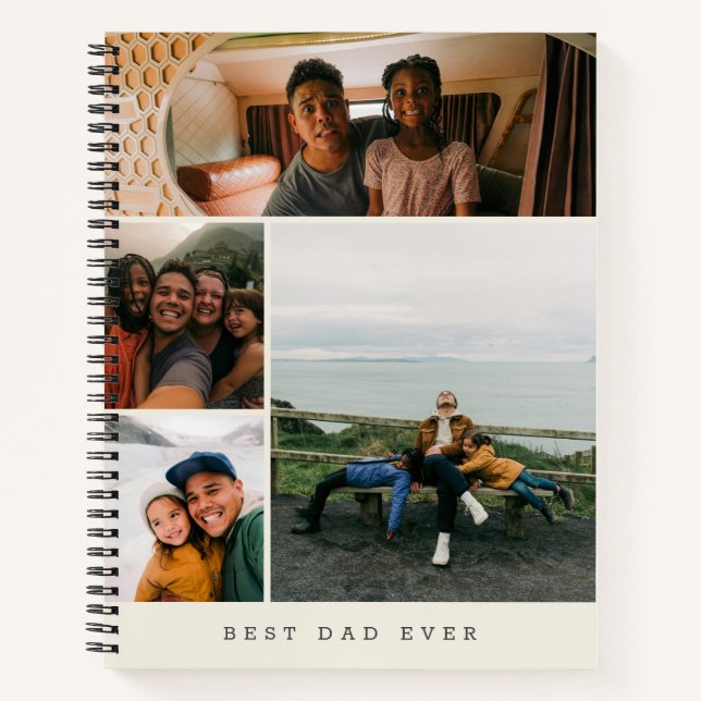 Personalized Best Dad Ever Photo Collage Notizbuch (Vorderseite)