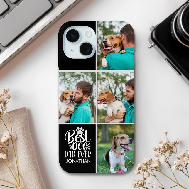 Personalized Best Dog Dad – Collage 4-Photos Case-Mate iPhone Hülle (Von Creator hochgeladen)