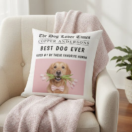 Personalized “Best Dog Ever” Newspaper Photo  Kissen