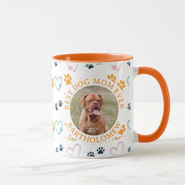 Personalized BEST DOG MOM EVER Mastif Photo Tasse (Rechts)