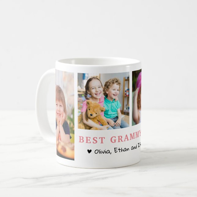 Personalized Best Grammy Ever 4 Photo Collage   Kaffeetasse (Vorderseite Links)