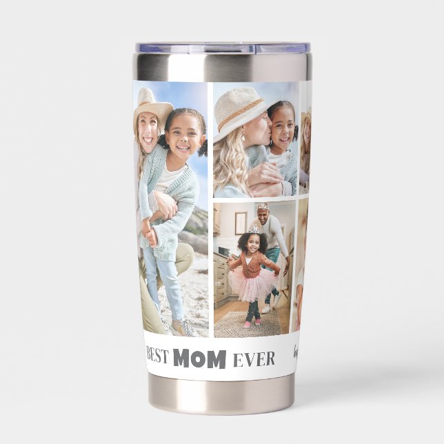 Personalized Best Mom Photo Collage Mother Thermobecher (Vorderseite)