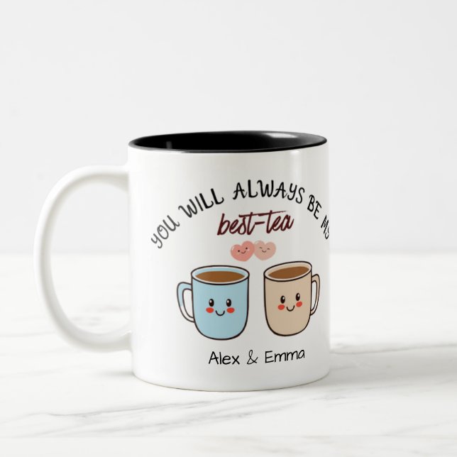 Personalized Best-Tea Couple   Zweifarbige Tasse (Links)