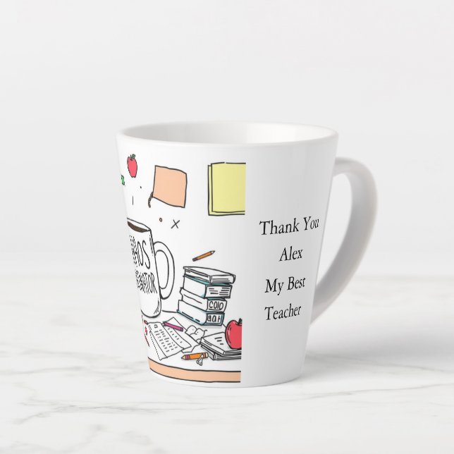 Personalized Best Teacher Thank You Gift Coffee Milchtasse (Rechte Ecke)