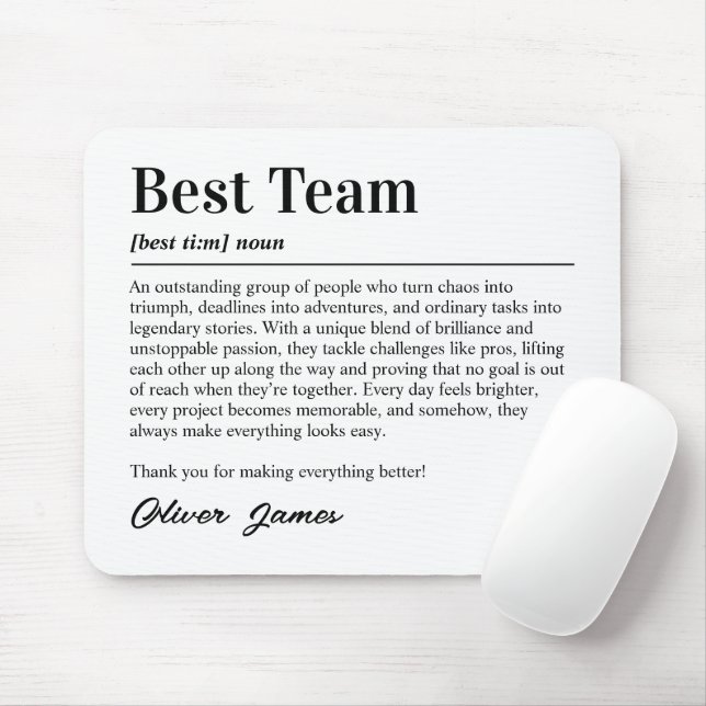 Personalized Best Team Definition Office Thank You Mousepad (Mit Mouse)