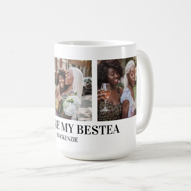 Personalized Bestea (bestie + tea) text 3 photos Kaffeetasse (VorderseiteRechts)