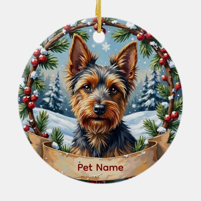 Personalized Biewer Terrier Christmas Keramik Ornament (Hinten)