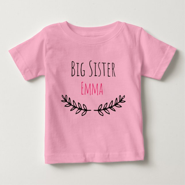 Personalized Big Sister with name Baby T-shirt (Vorderseite)