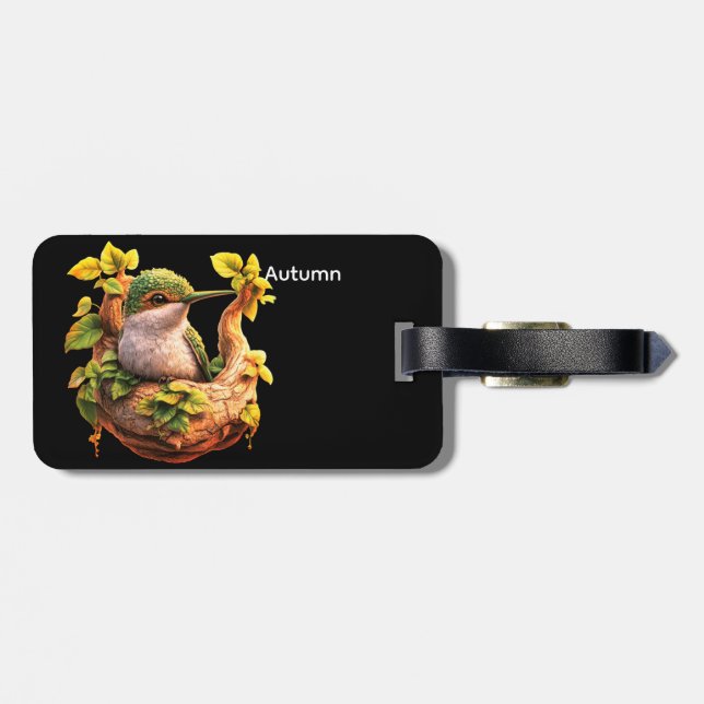 Personalized Bird Silhouette Luggage Tag Gepäckanhänger (Rückseite horizontal)