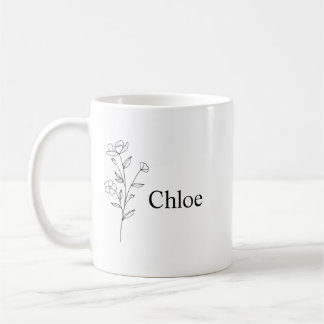 Personalized Birth Flower Ceramic Mug, Custom name Kaffeetasse