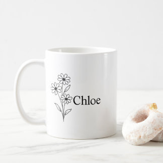 Personalized Birth Flower Ceramic Mug, Custom name Kaffeetasse