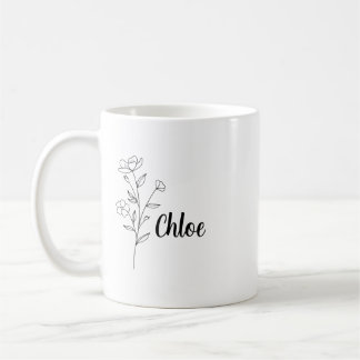 Personalized Birth Flower Ceramic Mug, Custom name Kaffeetasse