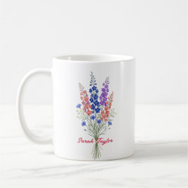 Personalized Birth Flower Larkspur Custom Kaffeetasse