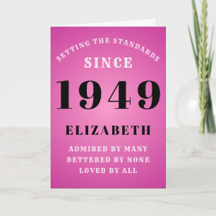 Personalized Birthday 1949 Add Your Name Pink Cute Karte