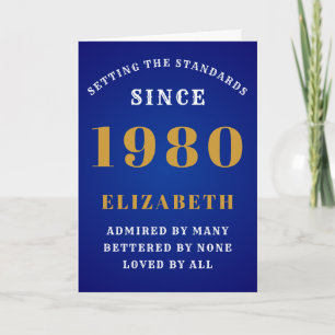 Personalized Birthday 1980 Add Your Name Blue Karte