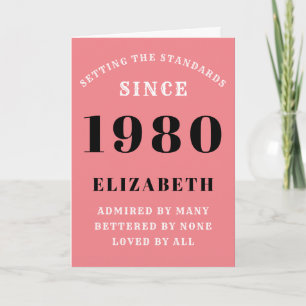 Personalized Birthday 1980  Add Your Name Pink Karte