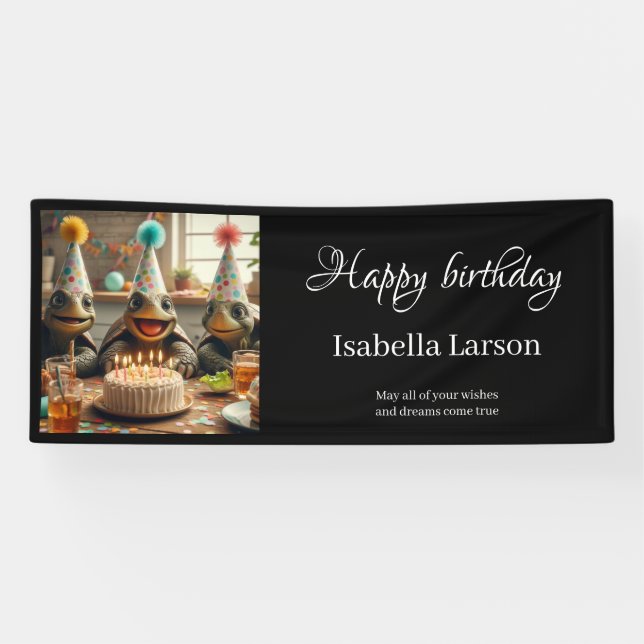 Personalized birthday banner with turtles (Horizontal)