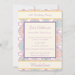 Personalized Birthday Bow Sweet Invitation Blush Einladung