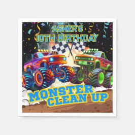 Personalized Birthday Monster Truck Showdown Serviette