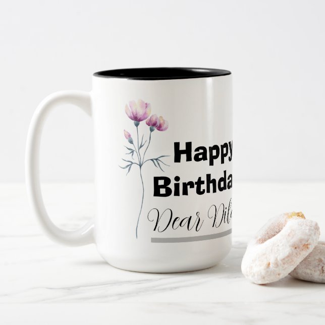 Personalized birthday mug, custom birthday gift zweifarbige tasse (Mit Donut)