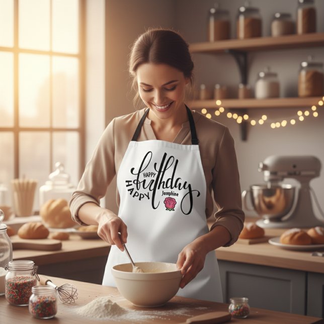 Personalized Birthday Pink Rose Schürze (Personalized Birthday Pink Rose Apron)