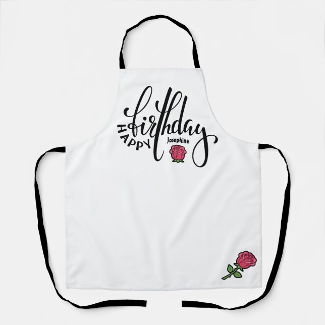 Personalized Birthday Pink Rose Schürze (Vorderseite)