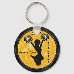 Personalized Black and Gold Cheer Keychains Cheap Schlüsselanhänger