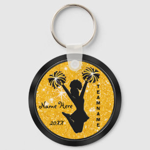 Personalized Black and Gold Cheer Keychains Cheap Schlüsselanhänger