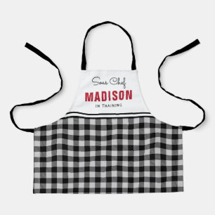 Personalized Black and White Buffalo Plaid Kids Schürze