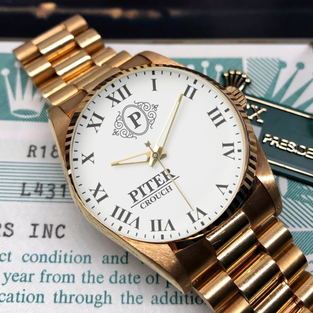 Personalized black and White  initial monogrammed  Armbanduhr (Von Creator hochgeladen)