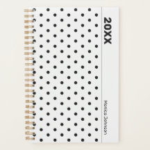 Personalized Black and White Polka Dot Planner