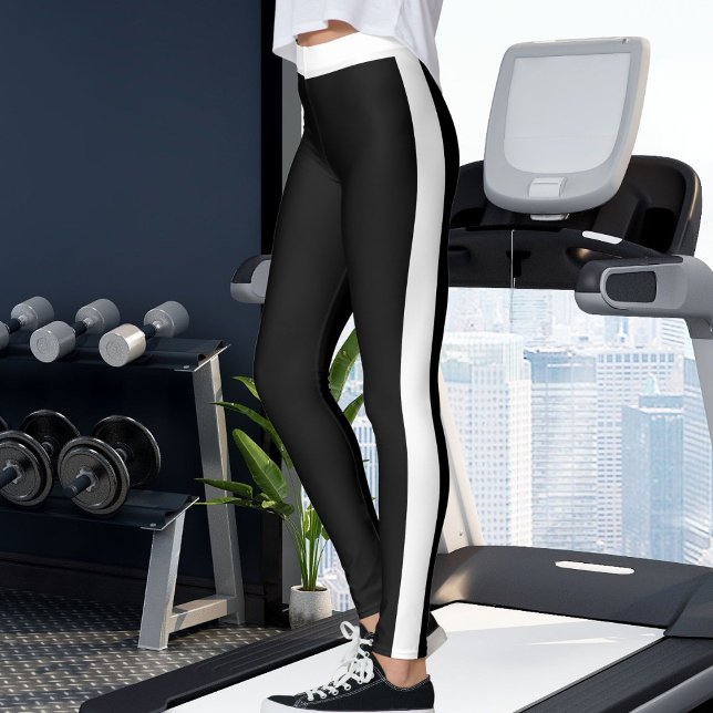 Personalized Black And White Stripes Custom Made Leggings (Von Creator hochgeladen)