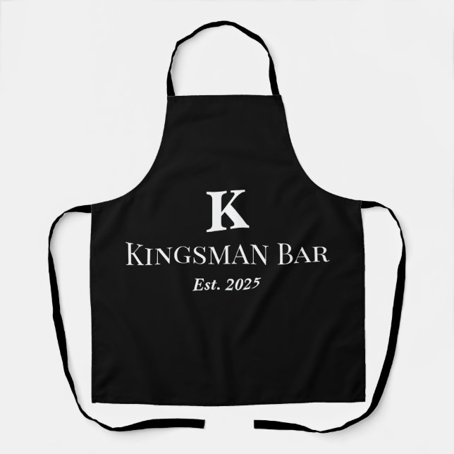 Personalized Black Apron with Name & Monogram – Ho Schürze (Vorderseite)